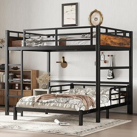 Double Decker Bunk Bed with Headboard and Full-Sized Safety Rail, Detachable Full-Size Bunk Beds, Sturdy Heavy-Duty Bunk Beds fo