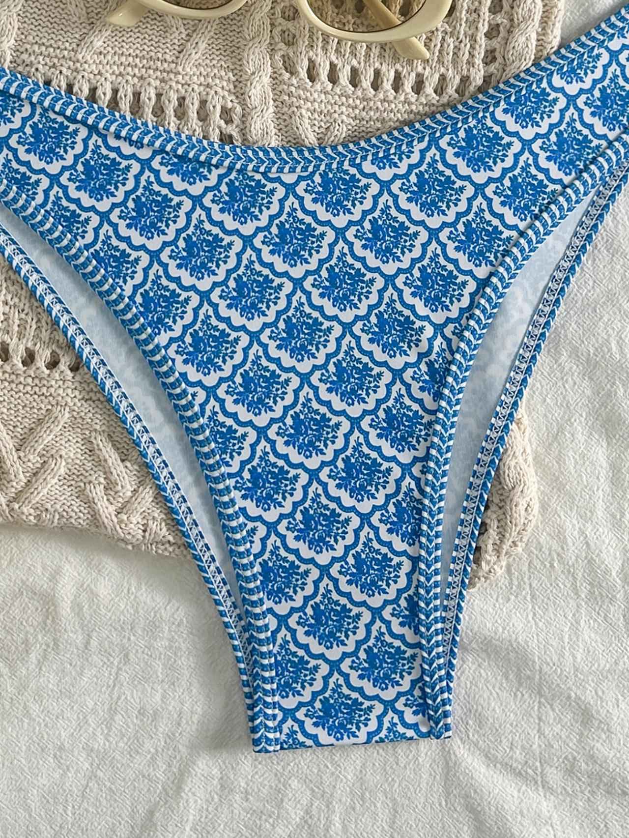 Sexy Bandeau Bikini 2025 Women Green Floral Pleate Push Up Padded Thong Swimsuit Summer Bathing Suit Two Piece Swimwear Biquini