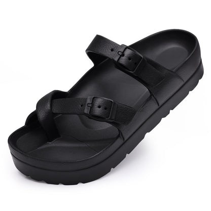Shevalues Comfy Casual Women Slippers With Adjustable Buckle Soft Outdoor Beach Sandals Fashion Shoes Platform Women Sandals