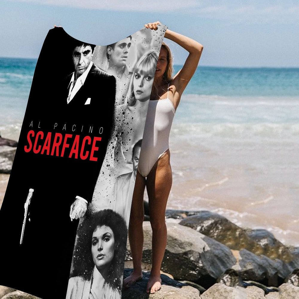 Classic Movie Scarface Bath Towel Microfiber Soft Water Absorbing Breathable For Girl Kids Decorative Cartoon Beach Towel