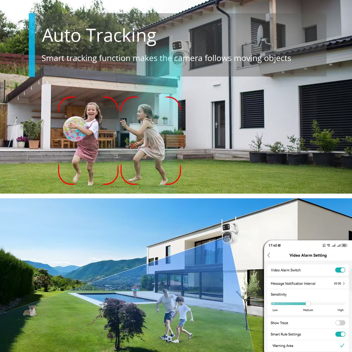 9MP WIFI IP Camera Three Lens Dual Screen With 8X Zoom 6MP PTZ Camera Ai Auto Tracking Security Video Surveillance Camera iCSee