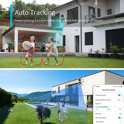 9MP WIFI IP Camera Three Lens Dual Screen With 8X Zoom 6MP PTZ Camera Ai Auto Tracking Security Video Surveillance Camera iCSee