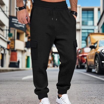 Men's Clothing  Pants Autumn Winter Fashion Casual Heavyweight Small Check Loose Jogger Sweatpants Waffles