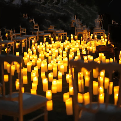 10-240pcs Flameless Fake Candle LED Flickering Candles with Remote Control Battery Operated Pillar Candles for Valentine's Day