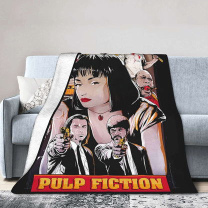 Pulp Fiction Filme Clássico Manta de Flanela Inverno Quente Macia para Estudantes Quarto Aconchegante Colcha de Sofá-Cama