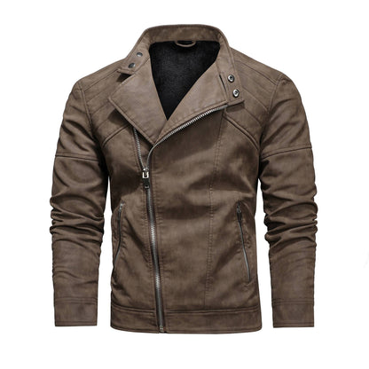 Jacket Men Coat Winter Leather Bomber Genuine Casual Brown Jackets Coats Faux Leather Vintage Black Biker Jacket Men Windproof