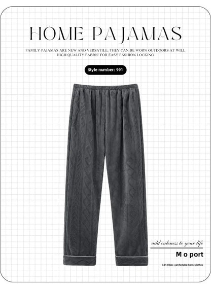 Men's Thickened Coral Fleece Pajama Pants Home Leisure Velvet Plush Winter Warm Large Size Sleepwear Comfortable Soft Fabric