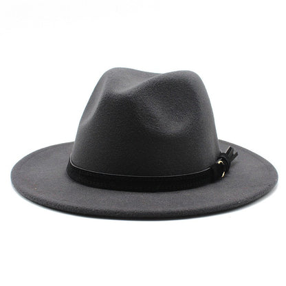 Gangster Trilby Felt Fedora Hat European American Wide Brim Top Jazz Caps Women Men Wool White Wedding Hat 56-58-61CM