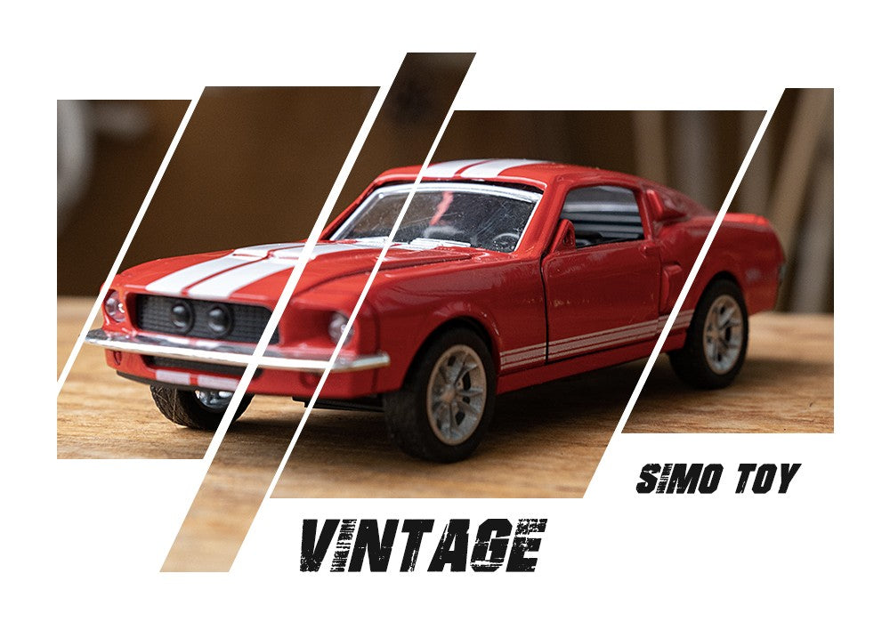 1:32 Alloy Diecast Mustang GT Classic Vintage Car Model Pull Back Car Miniature Vehicle Replica For Collection Gift for Kid