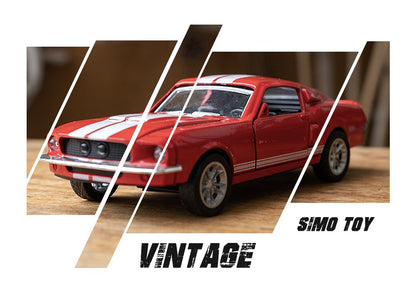 1:32 Alloy Diecast Mustang GT Classic Vintage Car Model Pull Back Car Miniature Vehicle Replica For Collection Gift for Kid