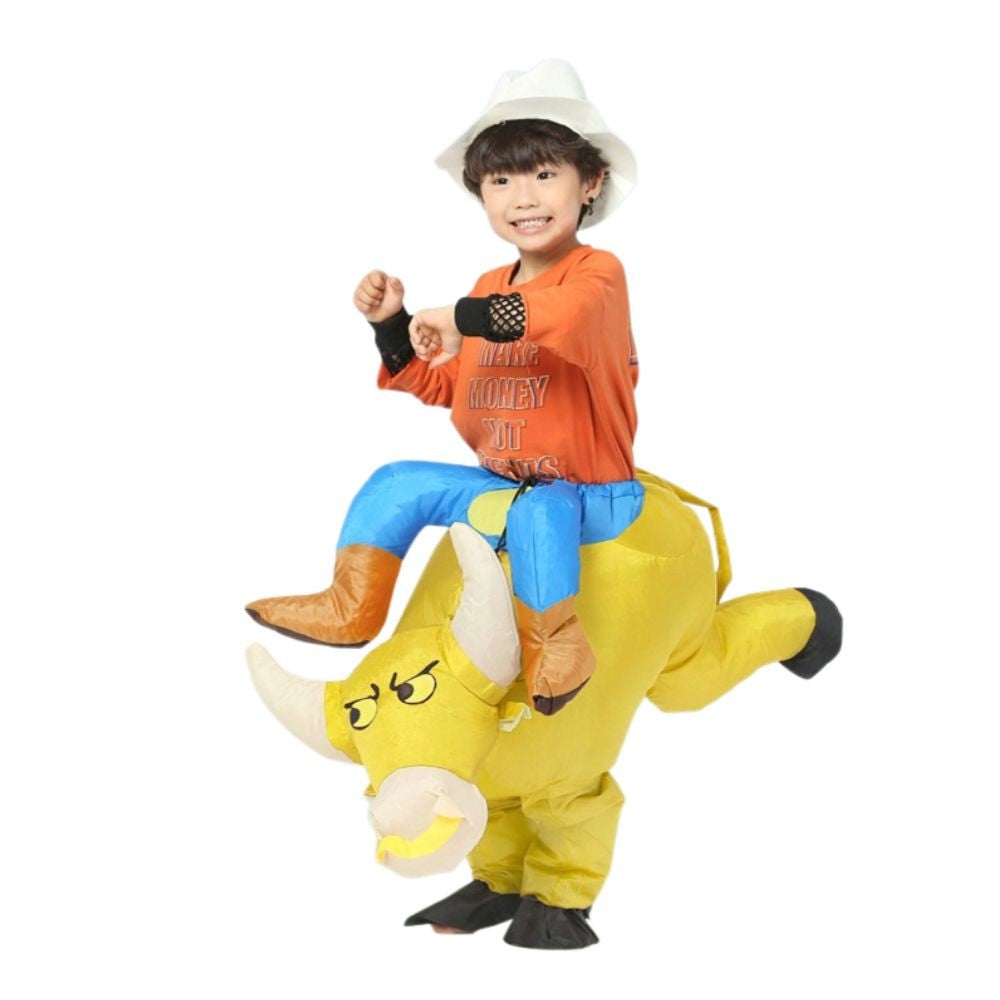 Inflatable Riding Bull Cowboy Costume Adult Funny Blow Up Rodeo Bull Outfit For Halloween Carnival Cosplay Party Dress Up