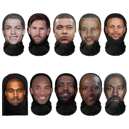 MJ Michael Jackson Cosplay Props 3D Printed Celebrity Face Masks Elastic Mesh Halloween Role Play Headdress Balaclava Headcovers