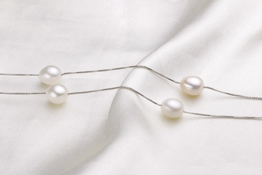 HENGSHENG Natural Pearl Necklace/Bracelet Jewelry Sets 925 Sterling Silver Chain with Freshwater Pearl Jewelry Gift for Women