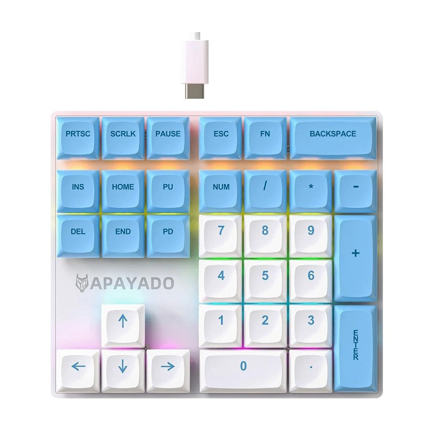 K33 Numeric Keypad Wired APAYADO 33key Mini Mechanical Numeric Keyboard Colorful Lighting for Finance accounting Workers