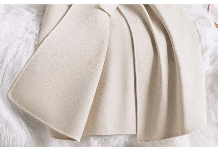 Novo estilo de casaco feminino de lã bege slim fit para outono e inverno, moda japonesa e coreana