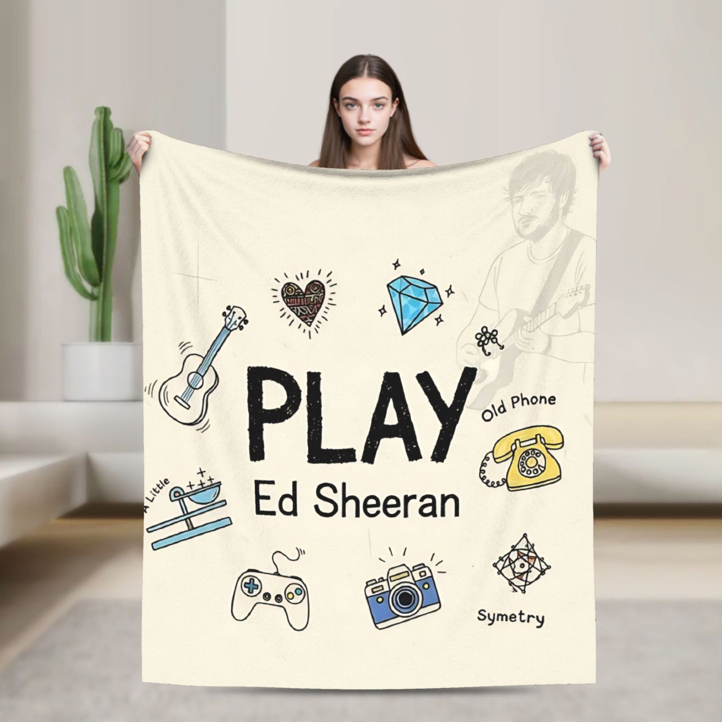 Manta de Viagem Ed Sheeran Cobertor de Lã para Decoração de Casa Macio Quente Colcha Personalizada de Qualidade Presente de Aniversário