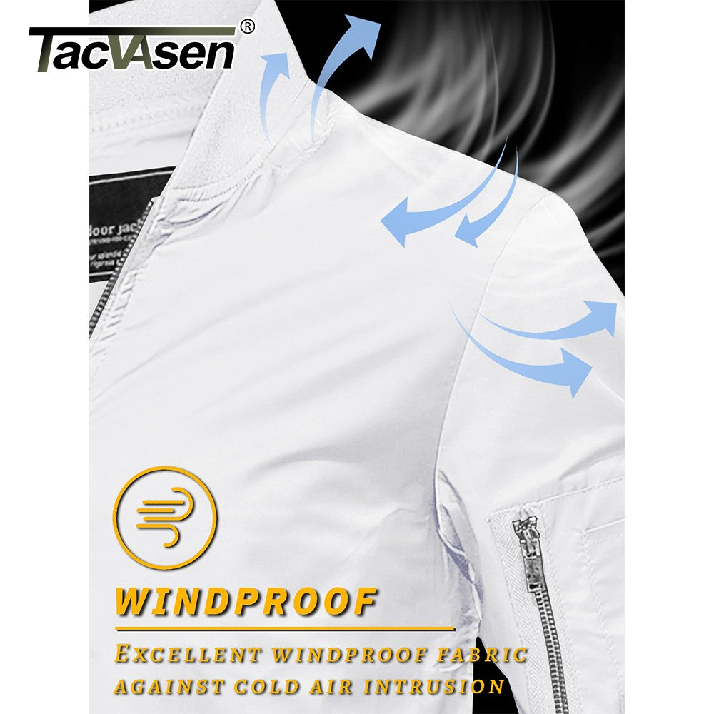 TACVASEN Men's Bomber Jacket Summer Autumn Thin Lightweight Casual Windbreaker Multi-pockets Full Zip Up Varsity Baseball Jacket