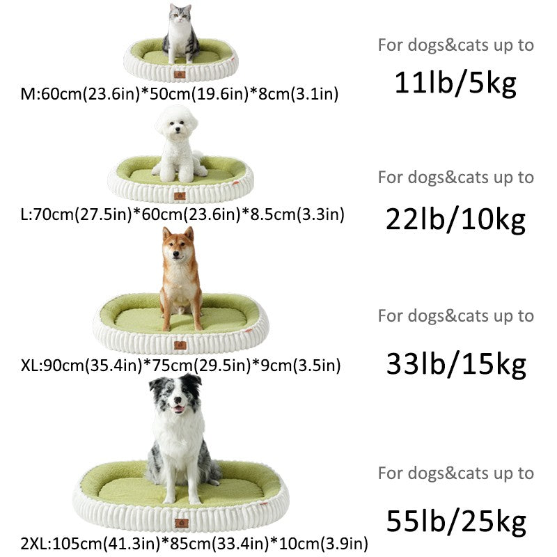 Flannel Dog Bed Autumn Winter Thickening Warmth Ellipse Dog Sofa Beds Bottom Detachable Soft Plush Pet Pad Dogs Accessories