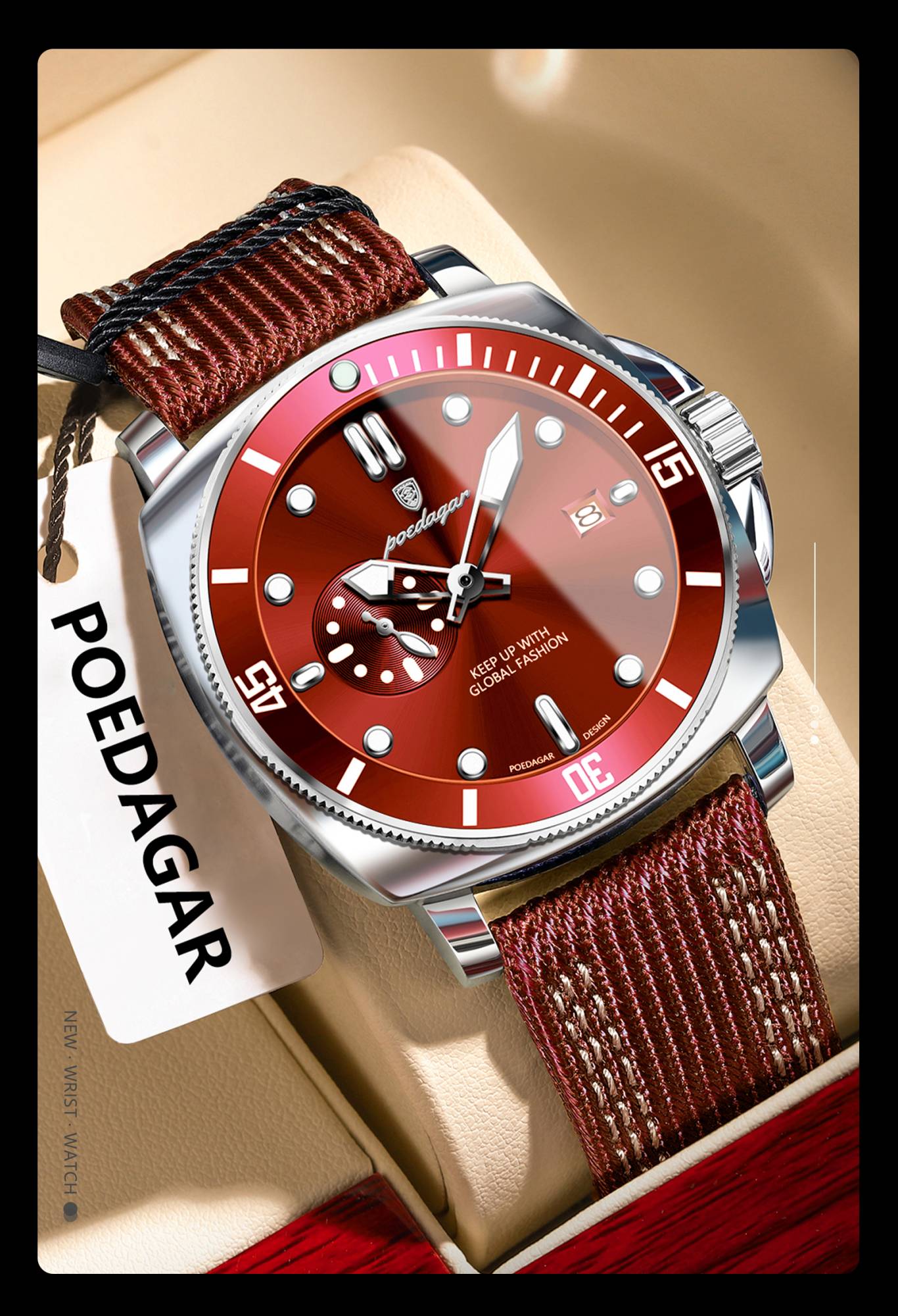 POEDAGAR Luxury Fashion Man Watch Luminous Waterproof Date Sport Watches For Men Nylon Leather Quartz Business Men's Clock Reloj