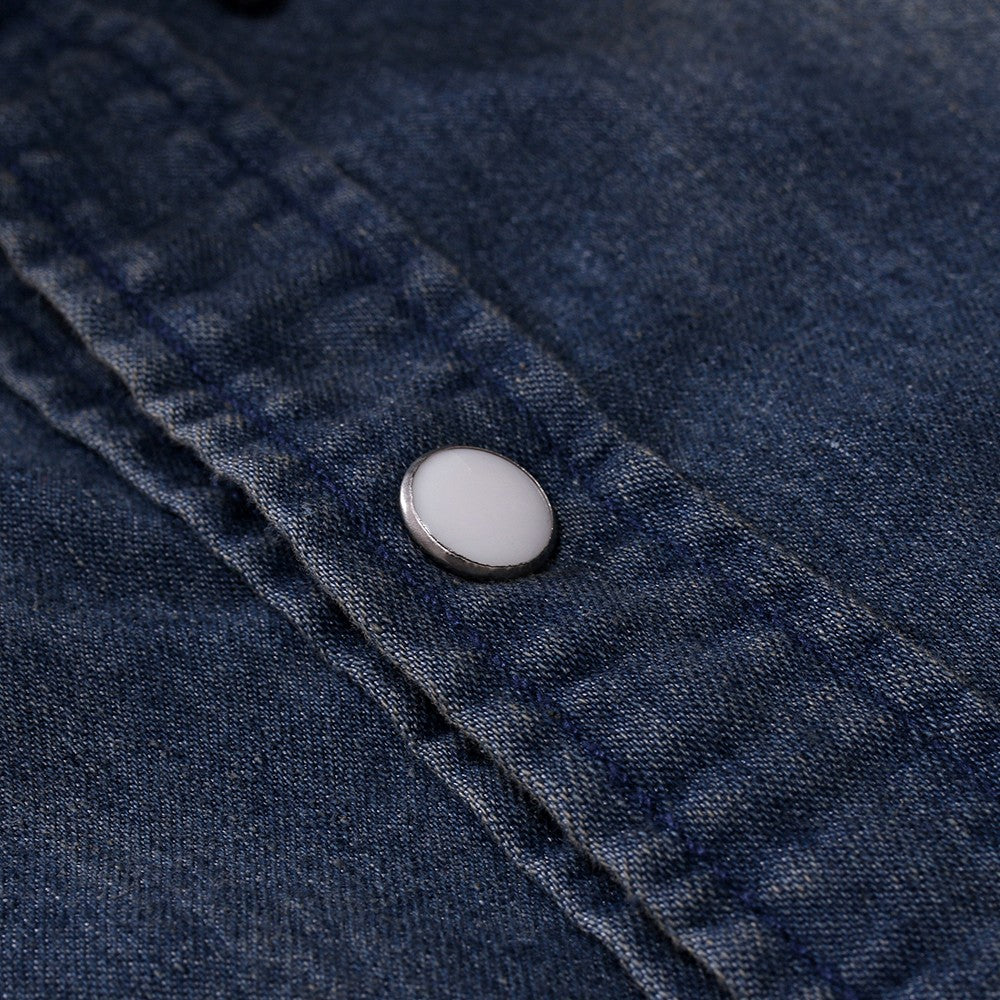 Men Denim Shirts Tops Shirt Short Sleeve Button Turn Down Collar Single Breasted Slim Fit Solid Simple Casual Splice Top 2024