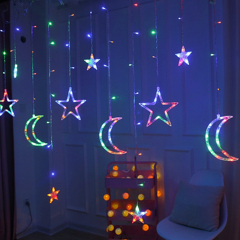 Christmas Decor LED String Garland Moon Star Curtain Light Christmas Tree Ornament Navidad Xmas 2023 New Year
