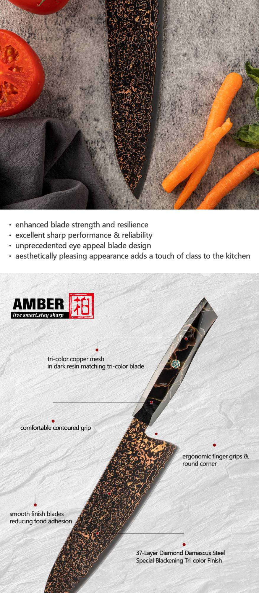Conjunto de facas de aço Damasco japonês 37 camadas com cobre VG10, facas de cozinha, chef, bife, multiuso, frutas, para descascar, com cabo de resina de malha