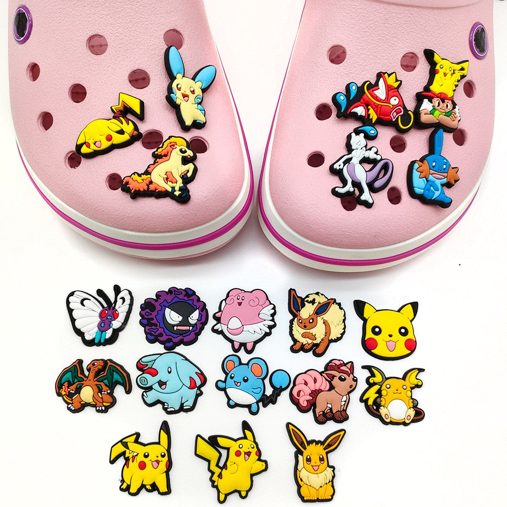 20/27/47pcs Set Cute Pikachu Charizard Figures Pokemon Hole Shoes Charms Diy Buckle Accessories Pvc Cartoon Decoration Gift