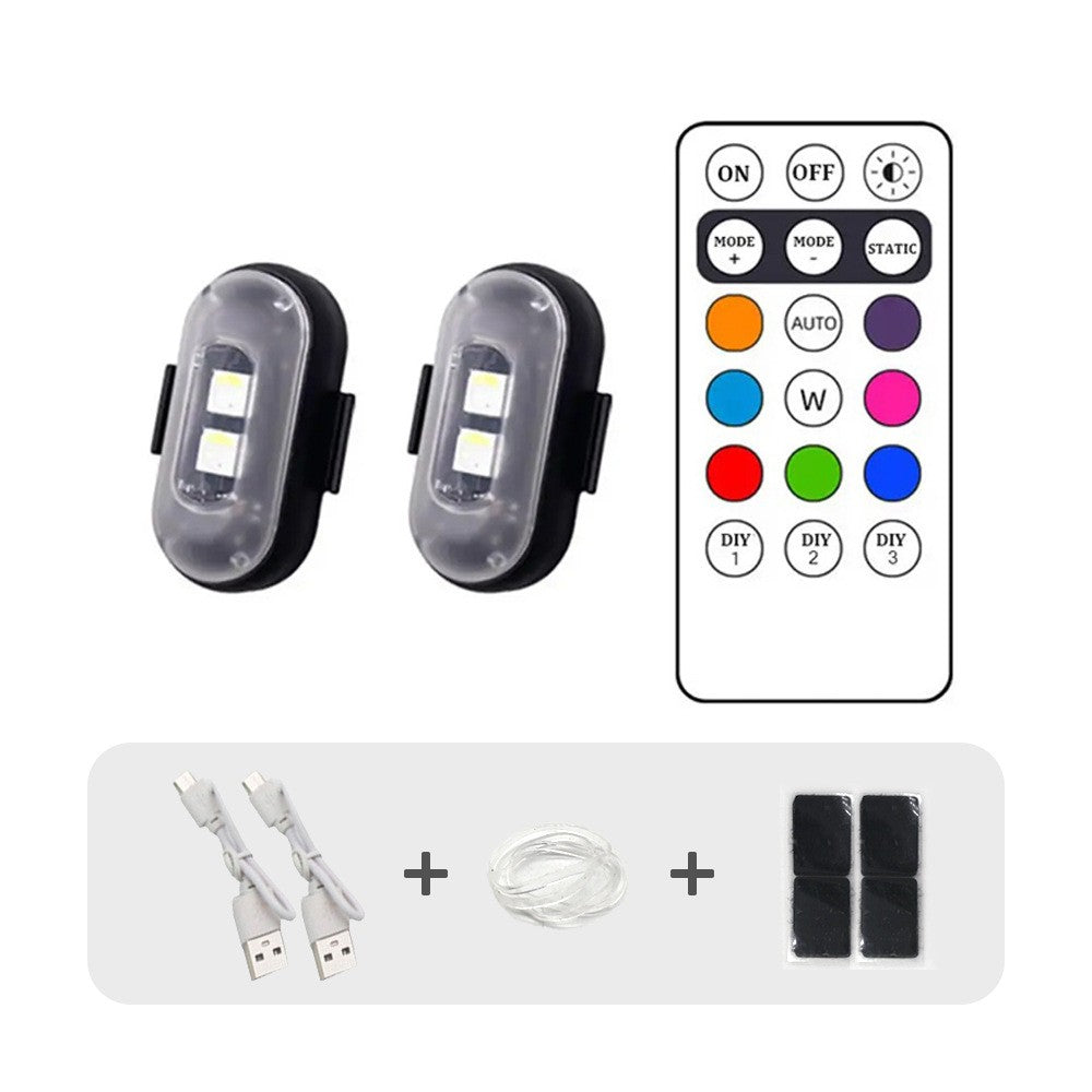 Wireless Remote LED Strobe Light 8 Colors USB Rechargeable Car Motorcycle Bike Aircraft Warning Anti-collision Flashing Lamp