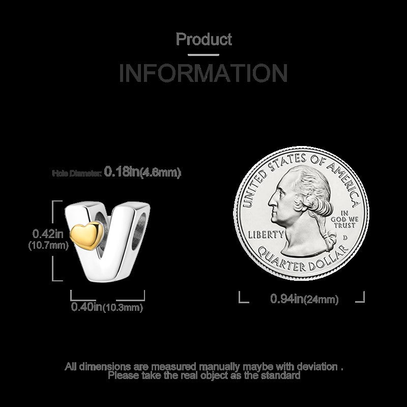 Fit Original Bangle Bracelet DIY A-Z Alphabet Charms Bead 925 Sterling Silver CZ Zircon LOVE Letter Dangle Pendant Jewelry Gift