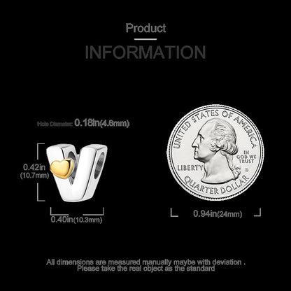 Fit Original Bangle Bracelet DIY A-Z Alphabet Charms Bead 925 Sterling Silver CZ Zircon LOVE Letter Dangle Pendant Jewelry Gift