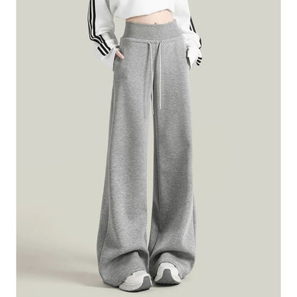 Girls Classic Fashion High Waist Pants Female Comfortable Straight Leg Trousers Lady Korean Baggy Casual Daily Pants