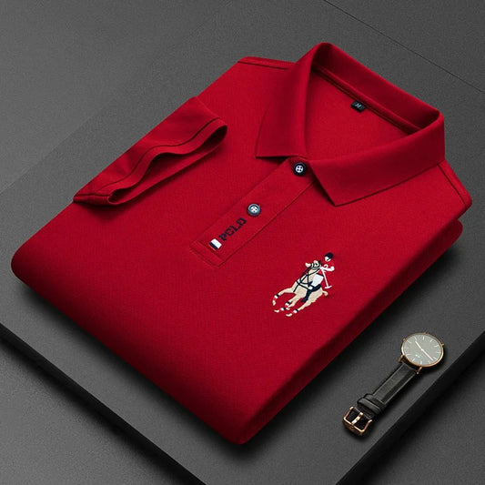 Summer New Embroidered Cotton Short Sleeved Polo Shirt for Men's Fashion, Casual, Comfortable, and Breathable T-shirt Top