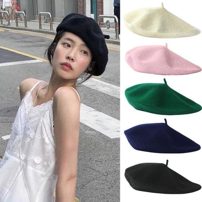Boina Quente Multicolorida de Lã Grossa Inverno Outono Artista Retrô Francesa Lisa Chapéu de Pintor Para Mulheres Meninas Gorros Quentes Para Caminhada ao Ar Livre