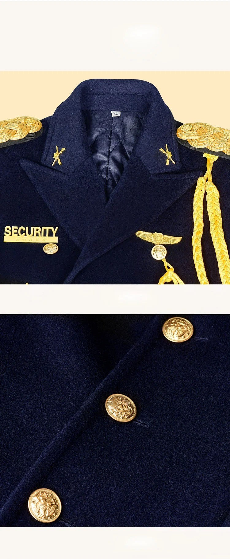 Airline Pilot Men's Woolen Long Jacket Thickened Cotton Wool Blend Trend Coat Air Company Captain Property Concierge Overcoat