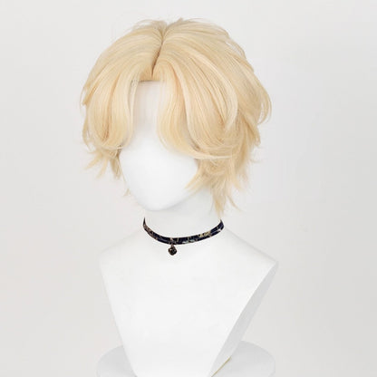 Blonde Men Cosplay Short Synthetic Straight Wigs Middle Part Anime Game Fluffy Wig Heat Resistant for Daily Party