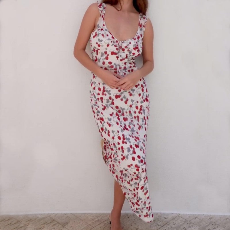 WhereMery Fashion Women Floral Printed Maxi Dresses Sexy Lady Off Shoulder Backl