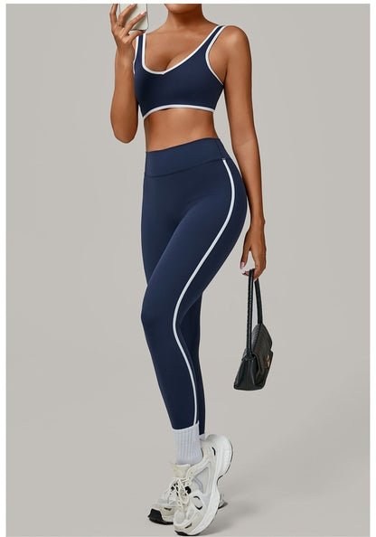 Yoga Suit Sports Fitness High Waist Peach Hip Tight Removable Padding Sports Bra Outfit Running Workout Clothes Gym Leggings Set