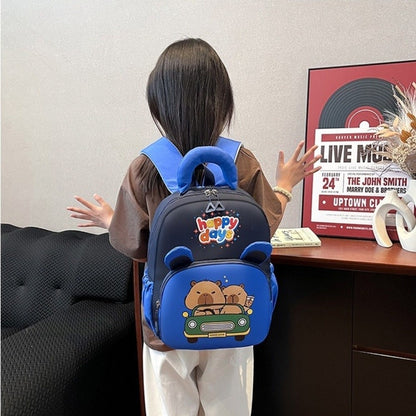 Mochila de Capivara Kawaii de Desenho Animado, Nylon Leve, Mochila Escolar de Capivara, Grande Capacidade, Multibolsos, Mochila para Jardim de Infância