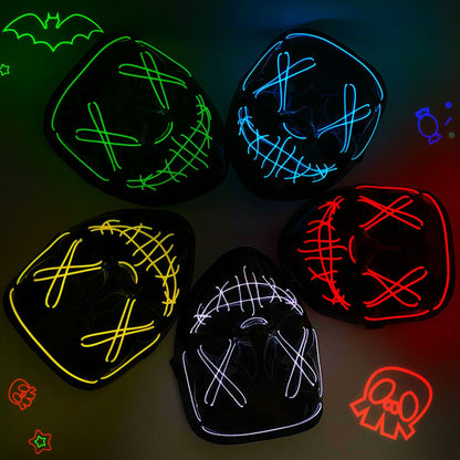 New Halloween Neon Led Purge Masquerade Carnival Party Masks Light Luminous in The Dark Cosplay Supplies
