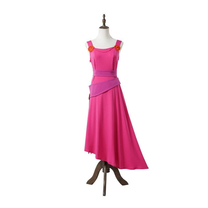 Anime Megara Hades Hercules Cosplay Costume Megara Pink Dress Strongman Jumpsuit Cape Hades Long Robe Halloween Carnival Suit