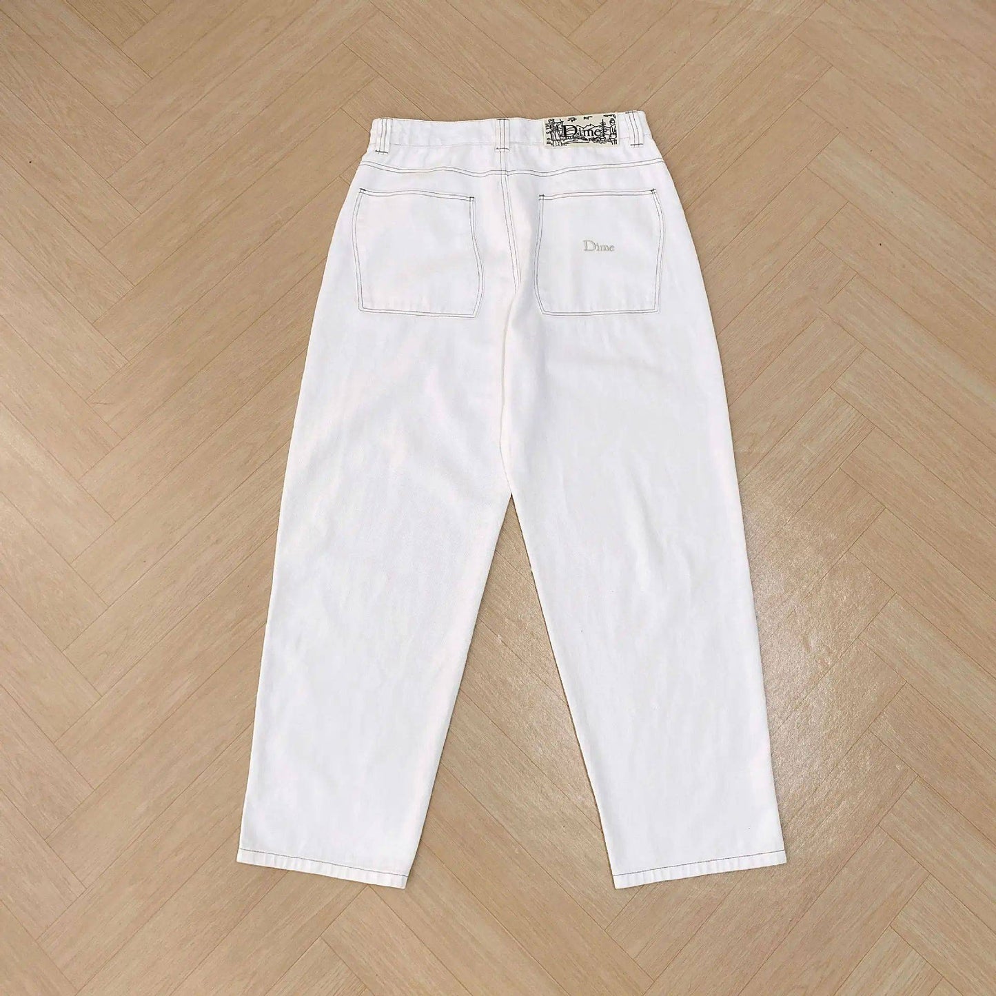 Calça Jeans Masculina Dime Baggy Reta Larga Casual Streetwear Skate Calça Jeans Lavada Comprida Curta Estilo Hip Hop