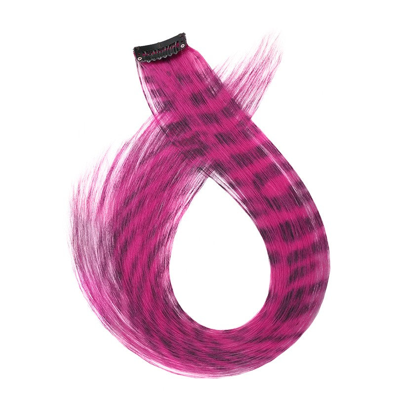 Peruca, extensões de cabelo coloridas, orelha de leopardo de uma só peça invisível e sem rastro, extensões de cabelo listradas