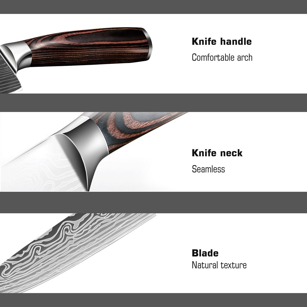 MDHAND Conjunto de Facas de Cozinha com 5 Peças, Lâmina Forjada Afiada de Aço Inoxidável de Alto Carbono e Cabo Ergonômico de Pakkawood
