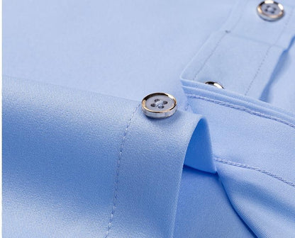 For Men's Business Dress Shirts Male Formal Button-Down Social Collar Camisa Social Elastic Anti-wrinkle Casual Men Shirt Pocket