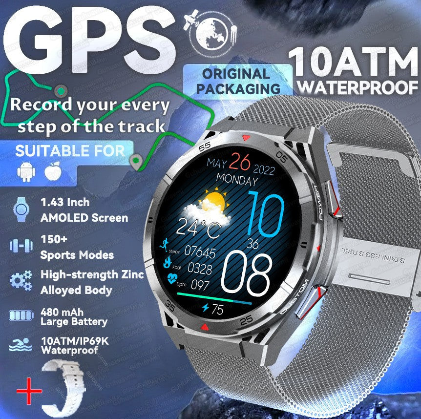 2025 AGPS New Men Smart Watch DIgital Military Sport Electronic Bluetooth 10 ATM Waterproof Diving Original Bracelet