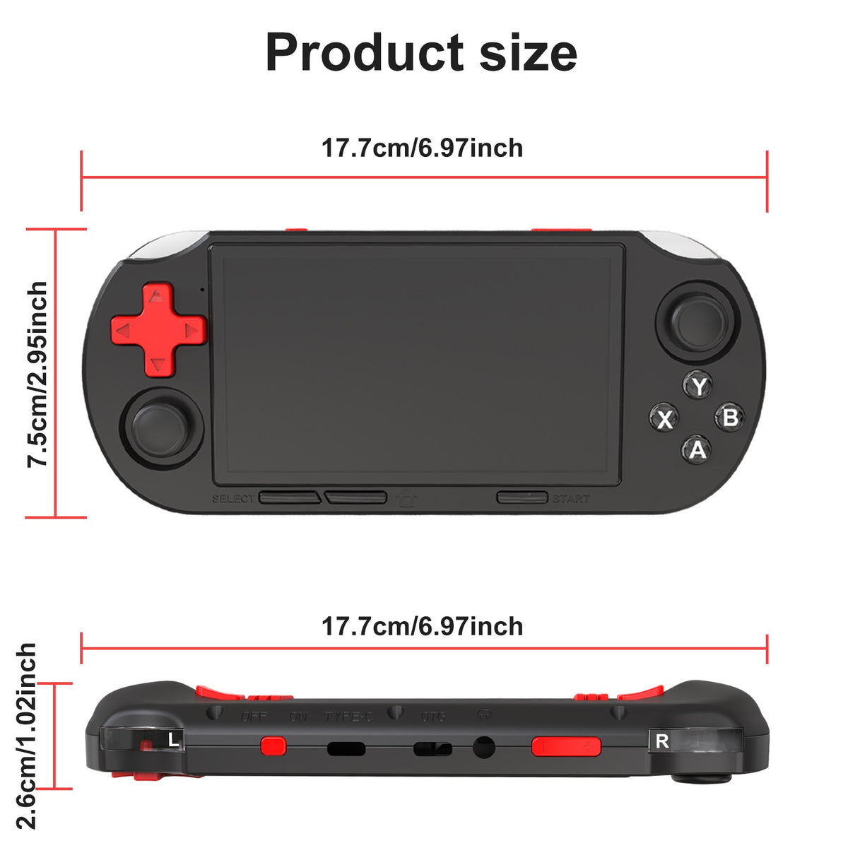 GAMINJA ANS16 Handheld Game 4.5 Inch IPS Screen RGB Lighting Portable Retro Video Game Console 64GB For PS1/GBA/SFC