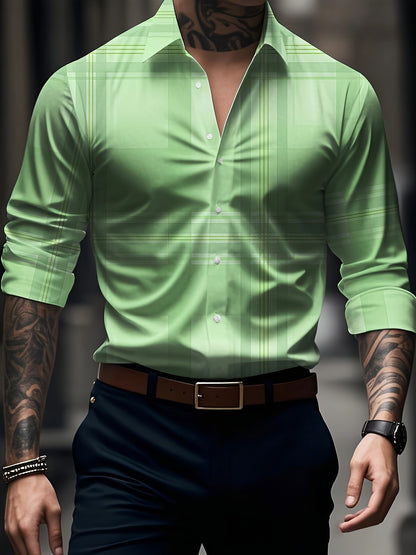 Men's Long Sleeve Dress Shirt Slim Fit Business Formal Shirt Classic Striped Color Office Wedding Party Wear Shirt for Men