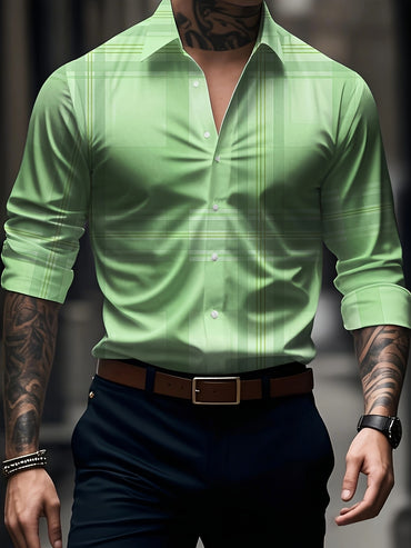 Men's Long Sleeve Dress Shirt Slim Fit Business Formal Shirt Classic Striped Color Office Wedding Party Wear Shirt for Men