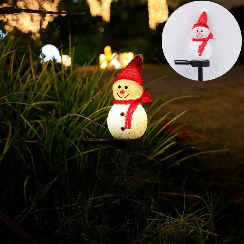 Solar Snowman Ground Mounted Lights Christmas Decoration Atmosphere Outdoor Courtyard Garden Christmas Night Lights Snowman