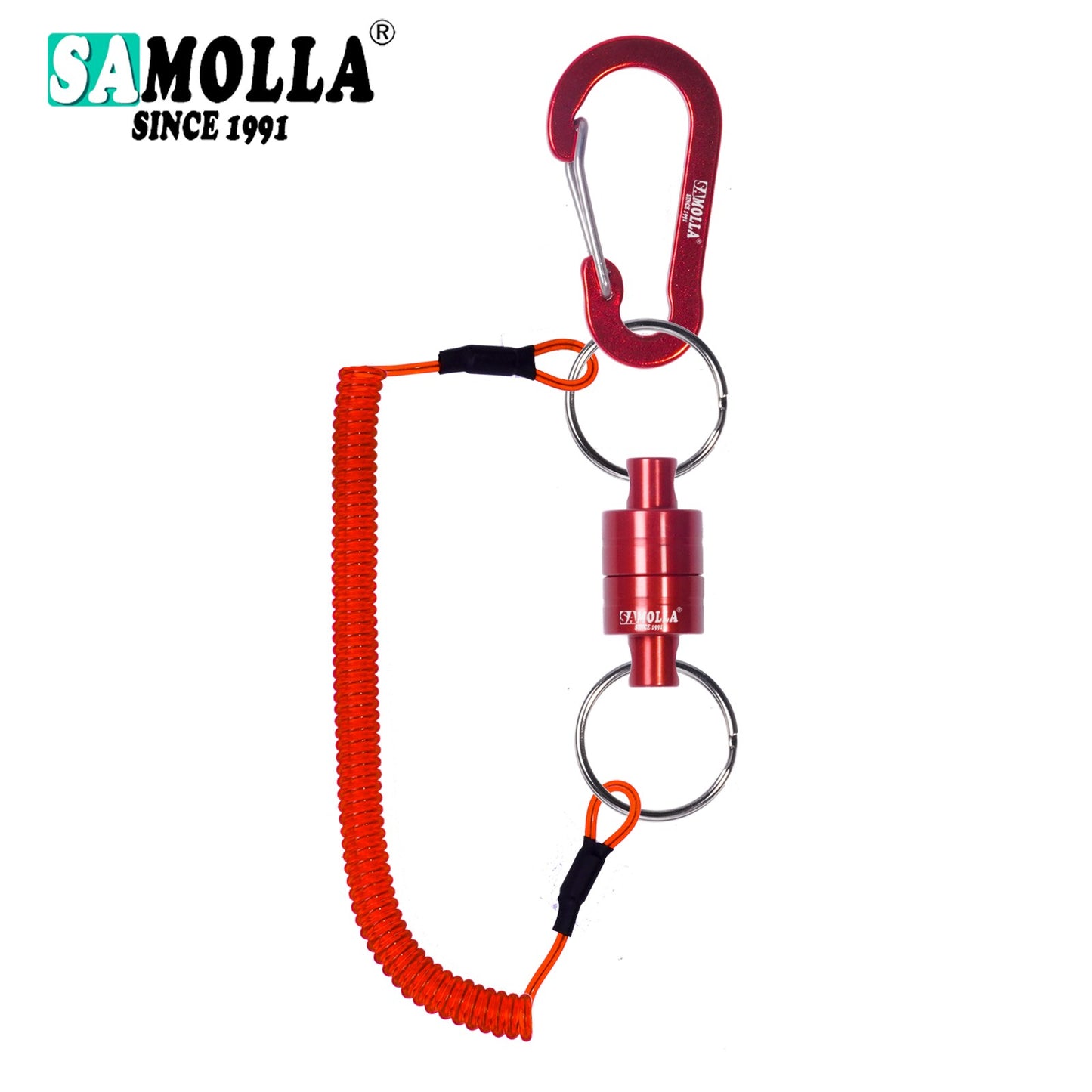 Suporte Magnético para Rede com Cordão Espiralado Ferramentas de Pesca com Mosca Ímã Forte Mosquetão Fivela Rápida Acessórios de Corda Anti-Queda